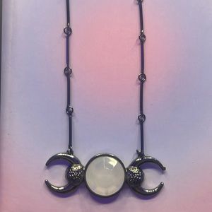 dark silver moon phase necklace